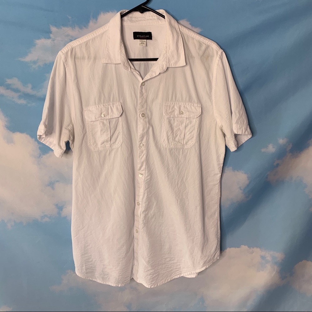 Structure- White Slim Fit Button Up Shirt size L